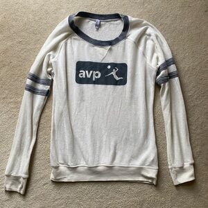 AVP Volleyball Pullover Sweatshirt Size Large Soft Cream Gray